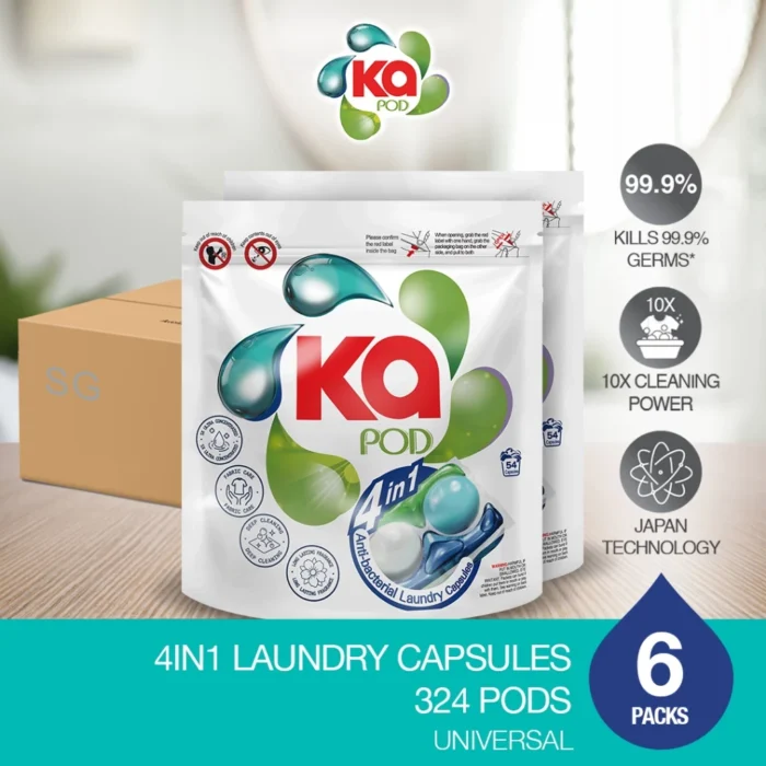 Ka 4in1 Laundry Capsules Refill 54 Pods x 6 Packs