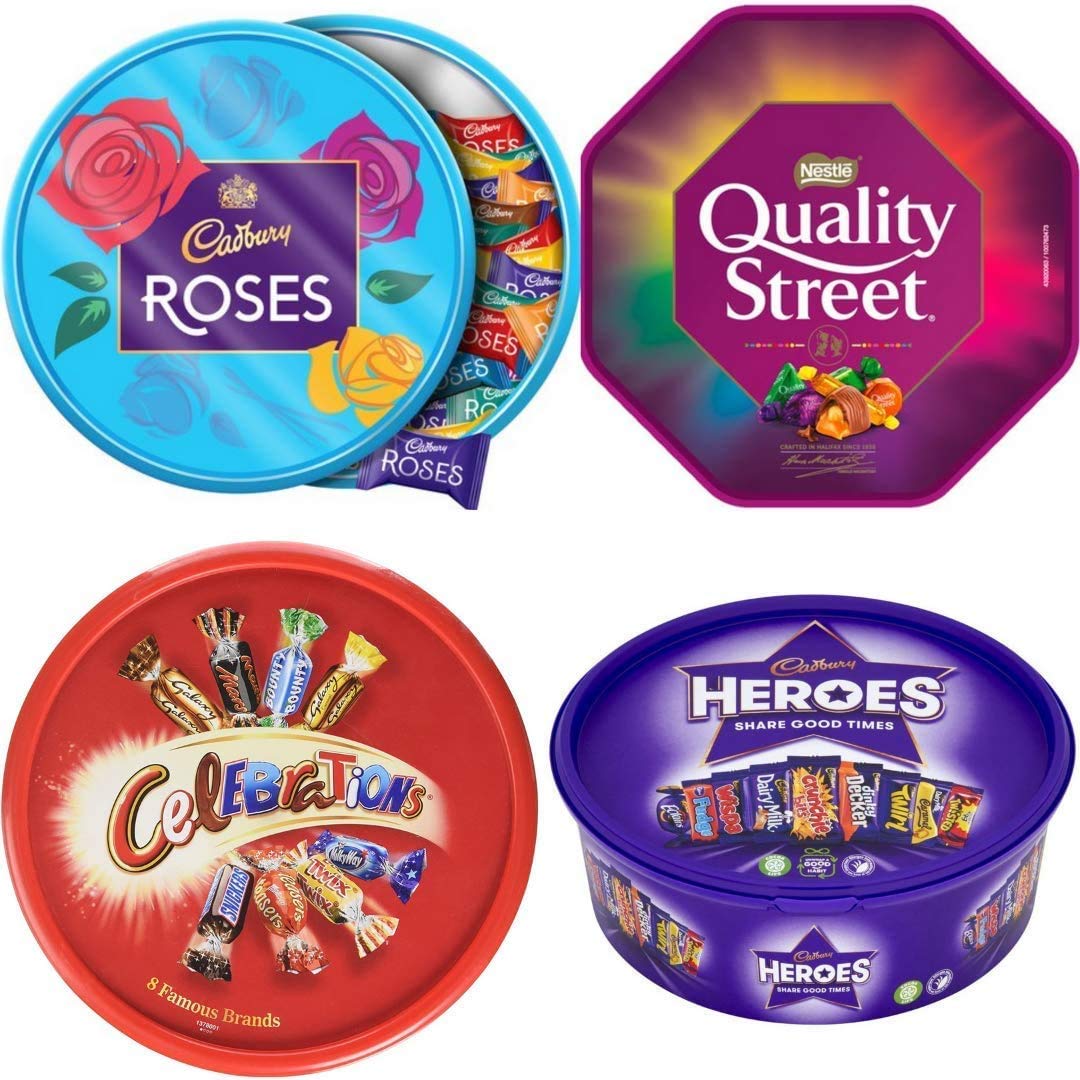 【Flash Sale】Assorted Christmas Chocolate Tubs Selection - Pack of 5 - Bulk Buy of Roses, Heroes, Quality Street, Celebrations Chocolate Pralines & 1 Terry's Orange Chocolate with Topline Card for Chocolate Gifts - Image 3