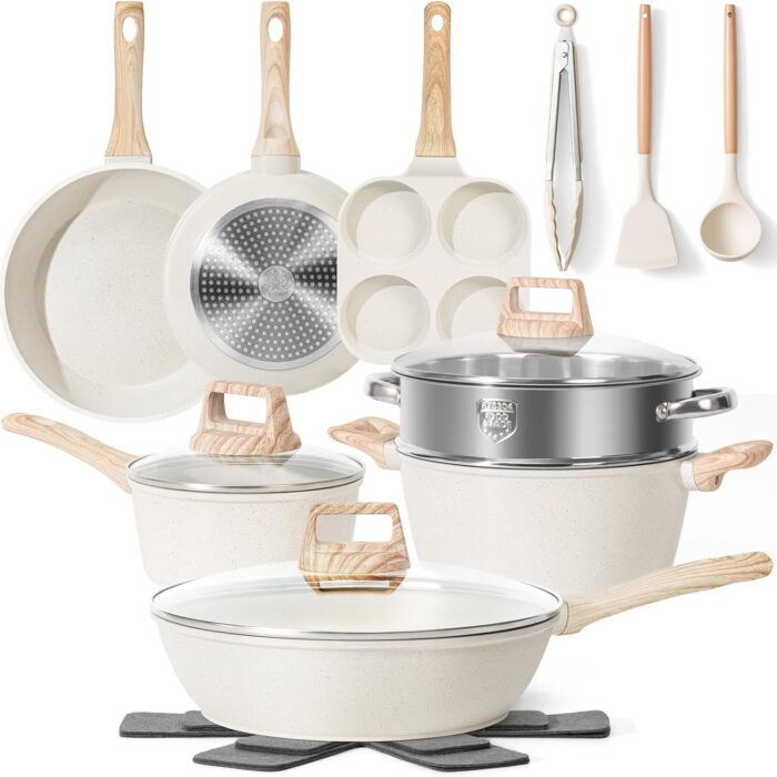17 Pcs Pots and Pans Set Non stick .Cookware Sets White Granite Induction Cookware. Non-toxic Healthy Non Stick Kitchen Cooking Set with Frying Pans Set. Saucepans (PFAS. PFOA. PFOS Free) Ship from Kuala Lumpur ⚡ Flash Sale Hot Deals! – Limited to 100 units – Only 69 left! Enjoy bonus rewards under the Malaysia-issued American Express (Amex) Credit Card Program. Each person can only purchase one.
