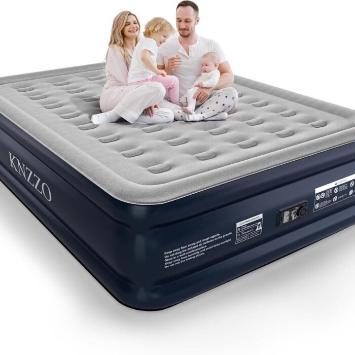 Queen Air Mattress with Built-in Pump. 18 Top Inflatable Mattress with Waterproof Flocking Fabric. Three-Minute Quick-Inflatable Bed. Portable Blow Up Mattress for Home. Outdoor and Guests