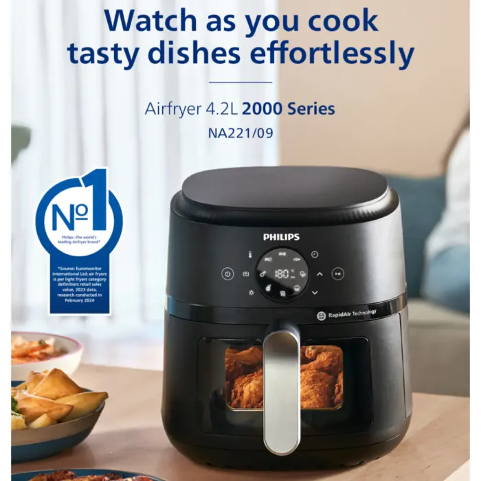 Philips NA221/09 | 13-in-1 Airfryer | 4.2L | Fry, Grill, Bake...++ | See-Thru Window | Up to 90% Less Fat | Touch Screen