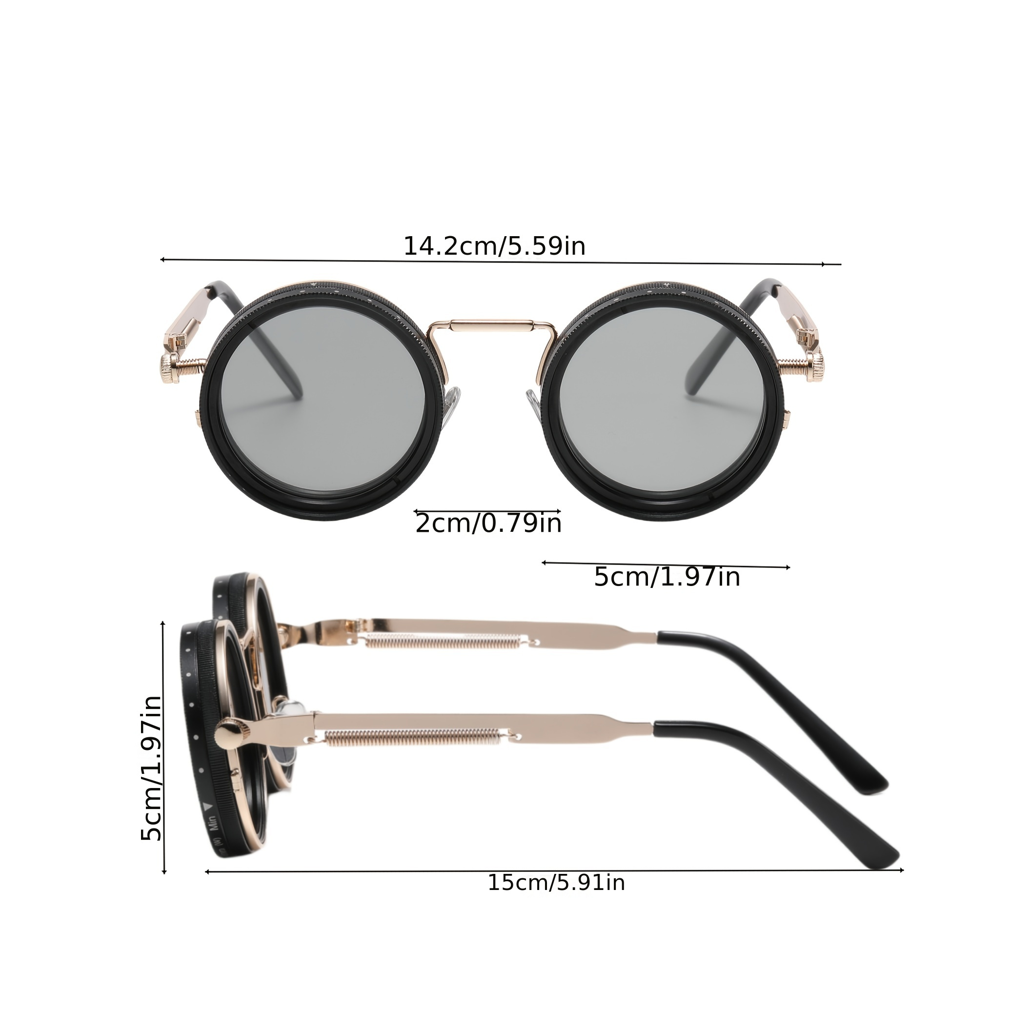 Fashionable Adjustable Sunglasses: Suitable for retro punk parties, sunshade, sun protection and festivals like Easter, graduation season, Halloween and Christmas. With aluminum-magnesium lenses, alloy frames, a glasses case and a lens cloth.