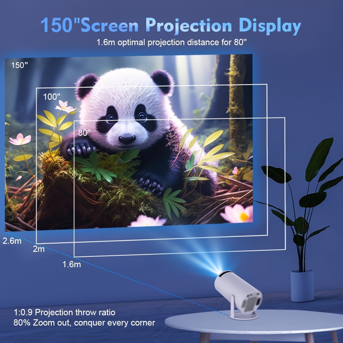 Smart HY300pro 4K Projector with Android 11 TV, WiFi 6 Wireless 5.0, Auto Vertical Correction, 180 Rotatable Short Throw, Portable Movie Projector for Home Theater, Gaming & Smartphone Compatibility