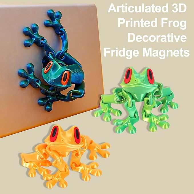 🐸✨2025 Trending 3D Magnetic Frog Figurine with Movable Joints. Fun Decorative Fridge Magnet. Perfect for Cabinet.