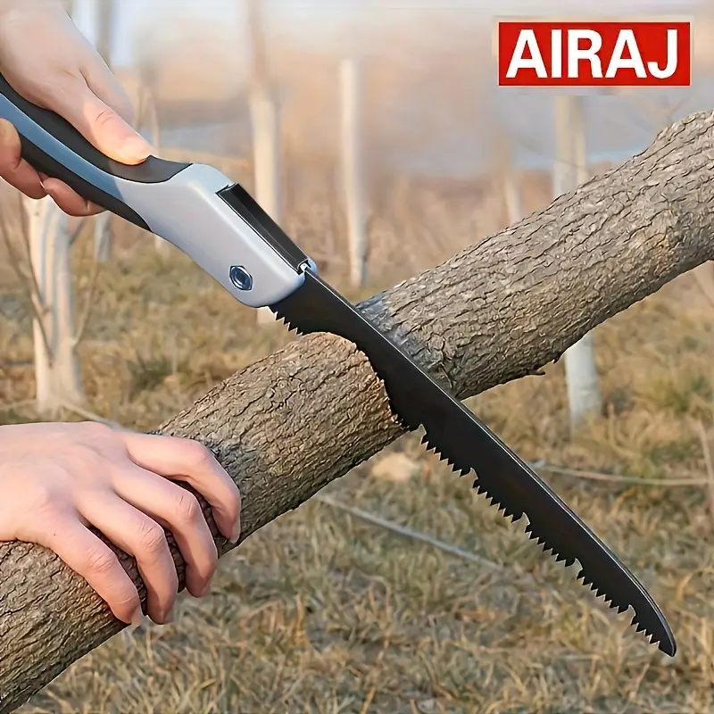 AIRAJ 1pc Industrial Grade Steel Folding Saw, Manual Cutting Tool with Anti-Slip Durable Handle, Three Specifications Available for Outdoor Use, Without Battery