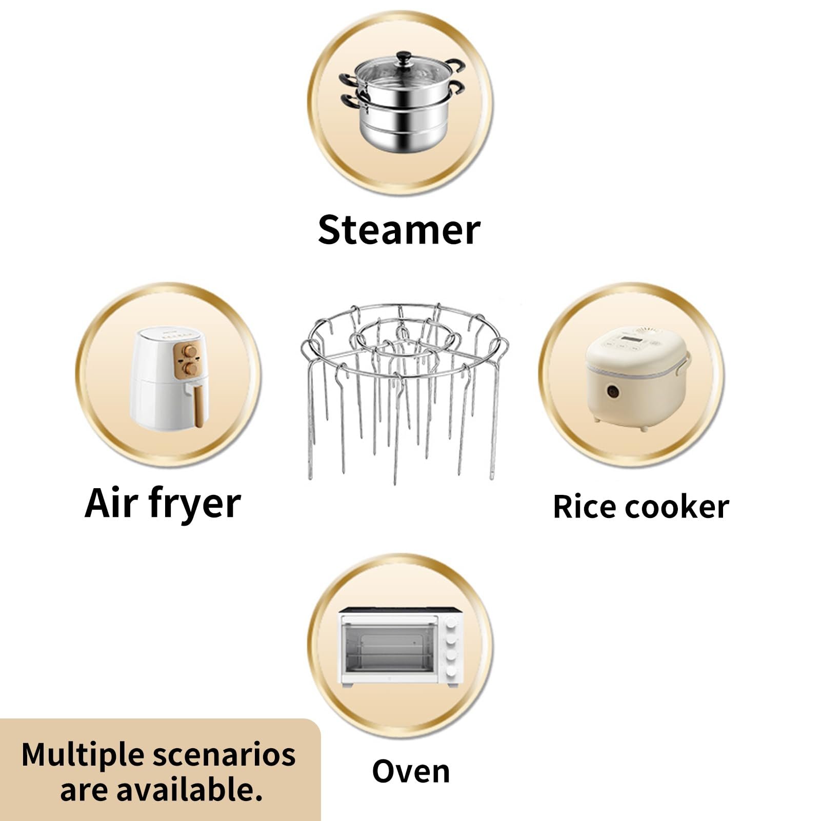 🔥 Stainless Steel Vertical Grill for Multi-Cookers: 360° Baking. Effortless Grilling (24 Steel Skewers)