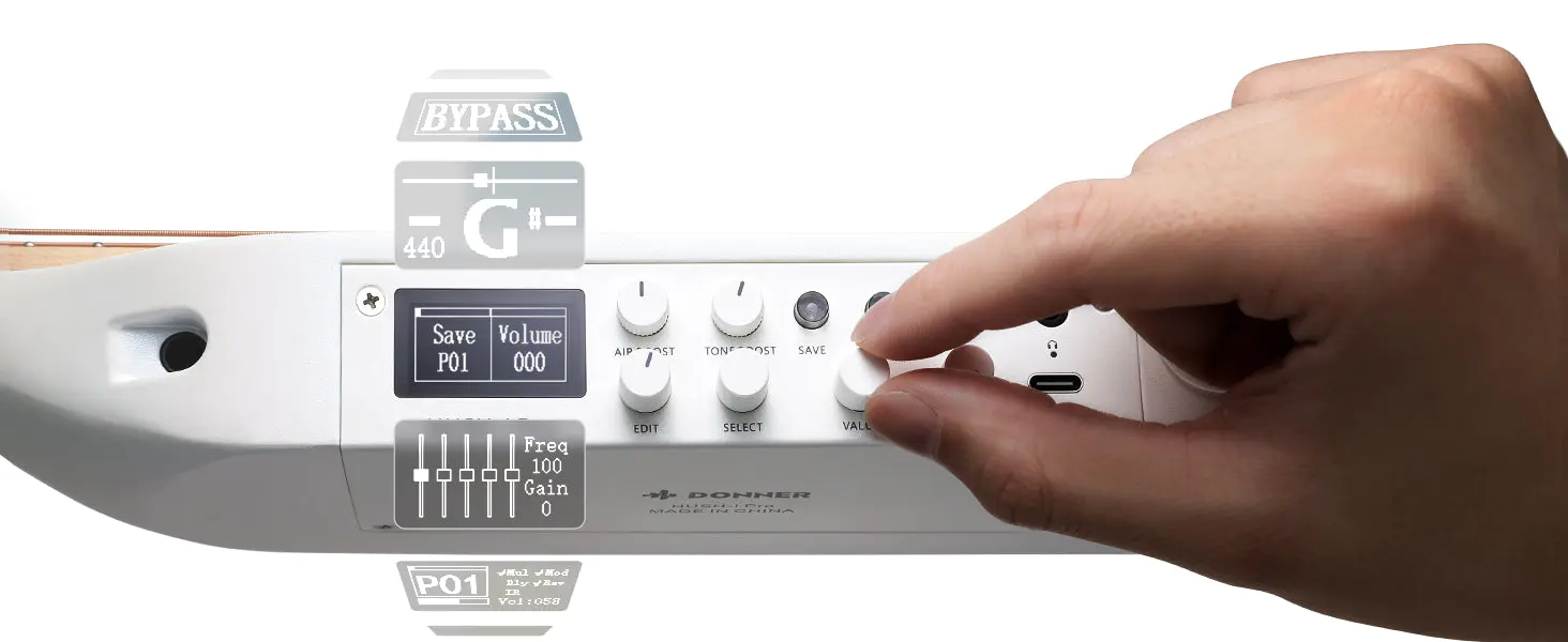 HUSH I PRO Acoustic-Electric Travel Guitar Kit with Sound Effects