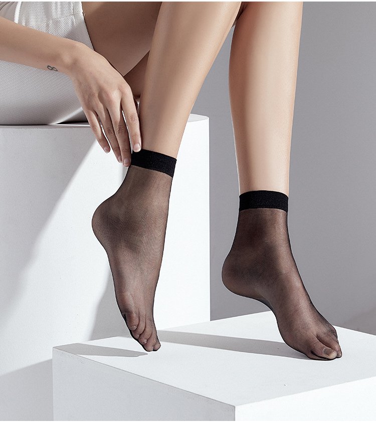 Women’s sheer crystal silk socks