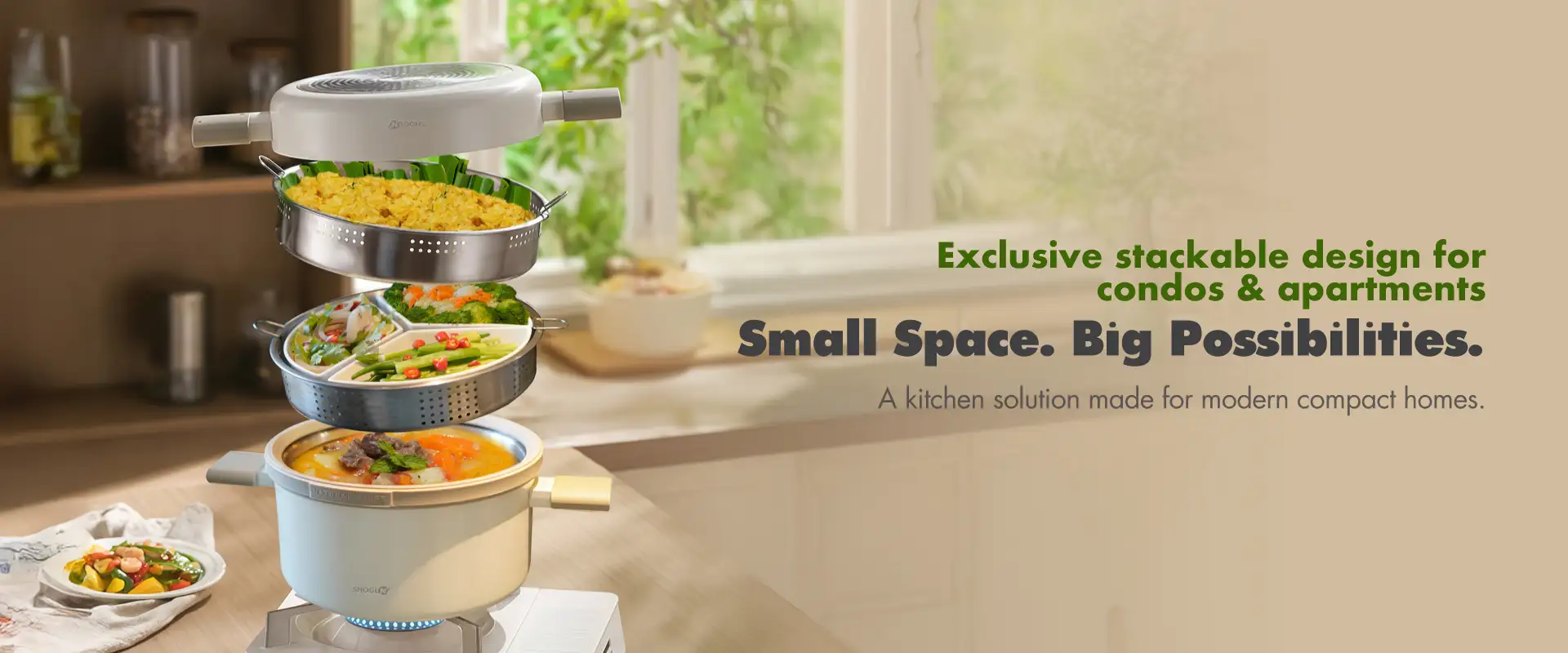 Shogun Omni Gourmet 24cm Cookware Set - Beige