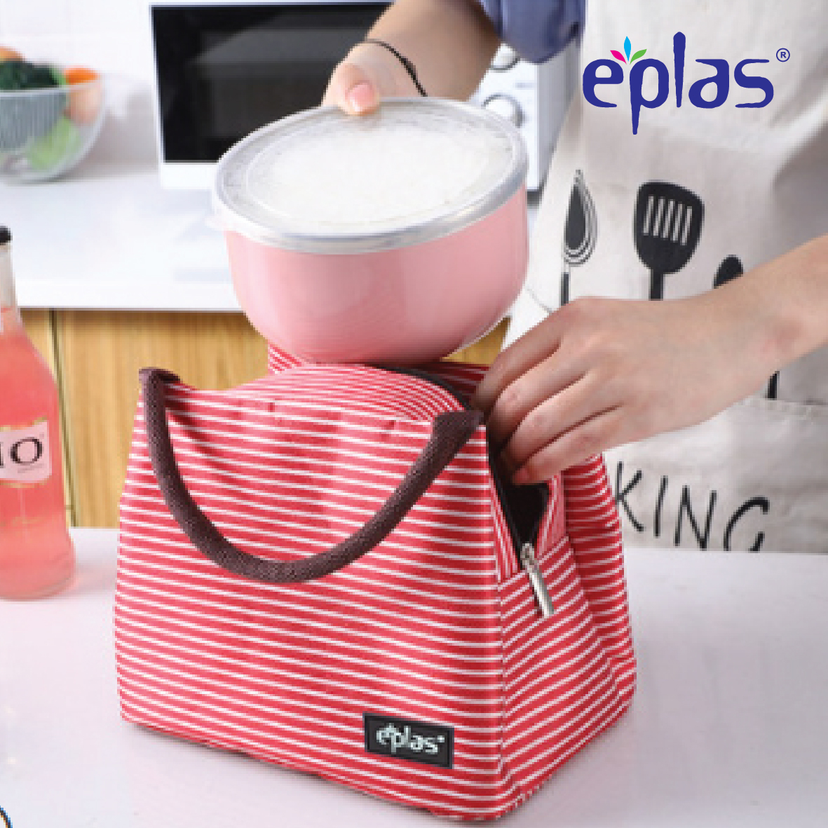 EPLAS OFFER PACK 480ml x2 Airtight Bento Food Storage With Lunch Box Beg.Bekas Makanan.ECO-1771(2)/EG-D/PK/BL