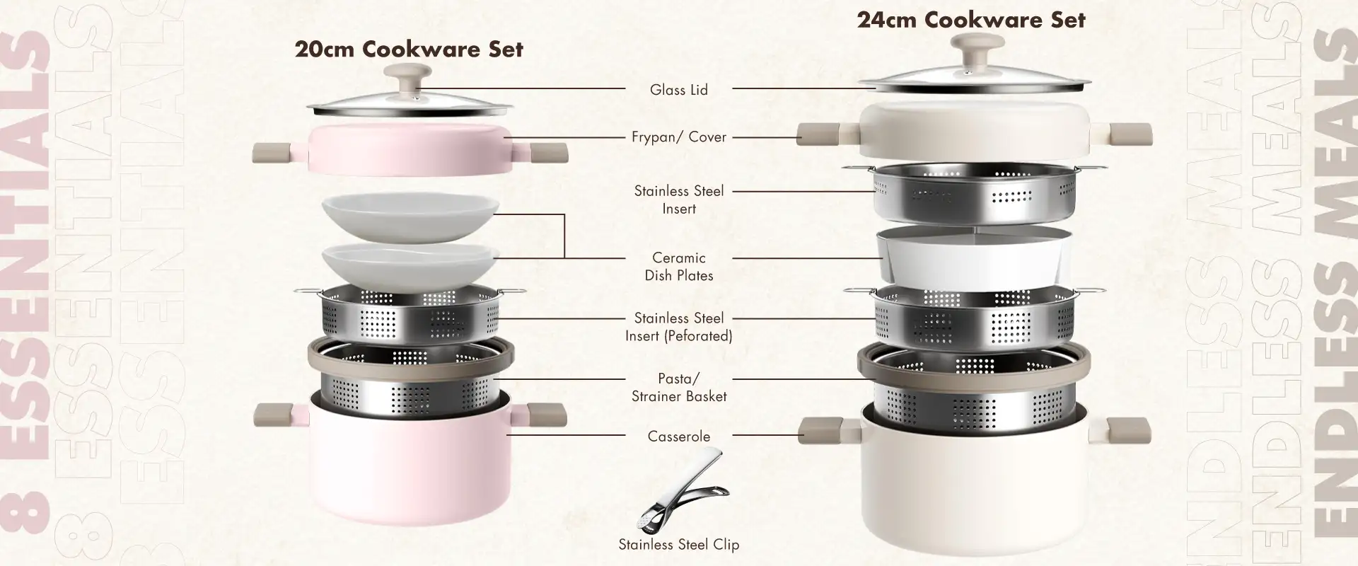 Shogun Omni Gourmet 24cm Cookware Set - Beige